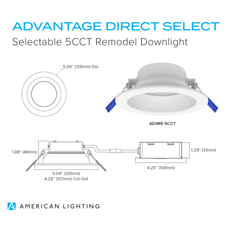 A large image of the American Lighting AD4RE-5CCT American Lighting Advantage Direct Downlight