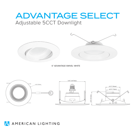American Lighting AD6S-5CCT-WH White Advantage Select Swivel 6'' LED ...