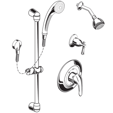 American Standard 1662.223.002 Chrome Commercial Shower ...