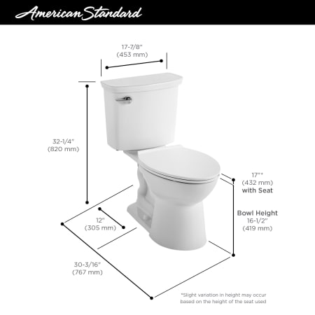 A large image of the American Standard 238AA.114 Dimensions