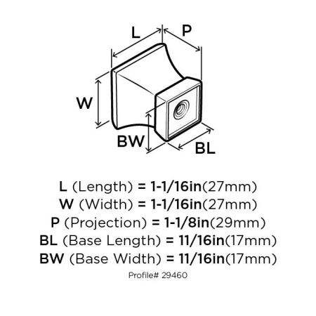 A large image of the Amerock BC29460 Amerock-BC29460-Dimensions of Back View