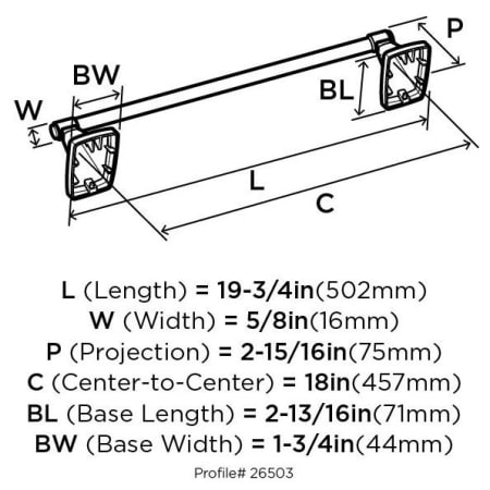 A large image of the Amerock BH26503 Dimensions