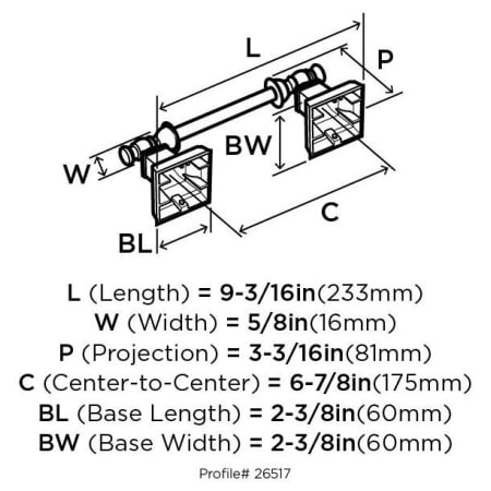 A large image of the Amerock BH26517 Dimensions