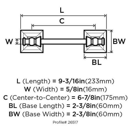 A large image of the Amerock BH26517 Dimensions