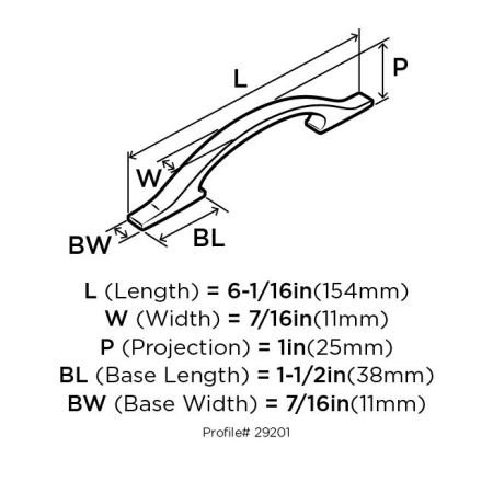 A large image of the Amerock BP29201 Amerock-BP29201-Dimensions of Angle View