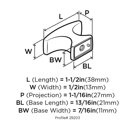 A large image of the Amerock BP29203 Amerock-BP29203-Dimensions of Back View