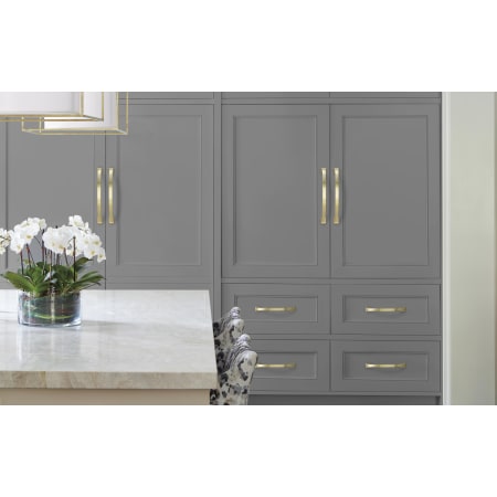 A large image of the Amerock BP29366 Amerock-BP29366-Golden Champagne on Gray Cabinets