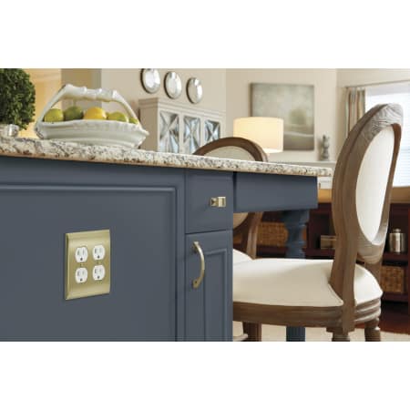 A large image of the Amerock BP36509 Amerock-BP36509-Golden Champagne on Gray Cabinets
