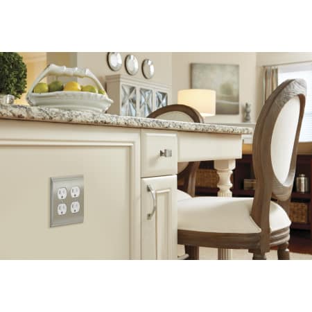 A large image of the Amerock BP36509 Amerock-BP36509-Satin Nickel on White Cabinets