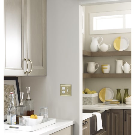 A large image of the Amerock BP36510 Amerock-BP36510-Golden Champagne on Gray Cabinets