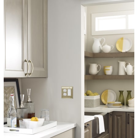 A large image of the Amerock BP36511 Amerock-BP36511-Golden Champagne on Gray Cabinets