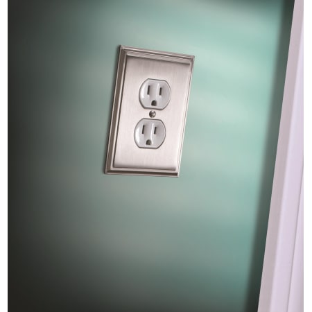 A large image of the Amerock BP36514 Amerock-BP36514-Satin Nickel on Teal Wall