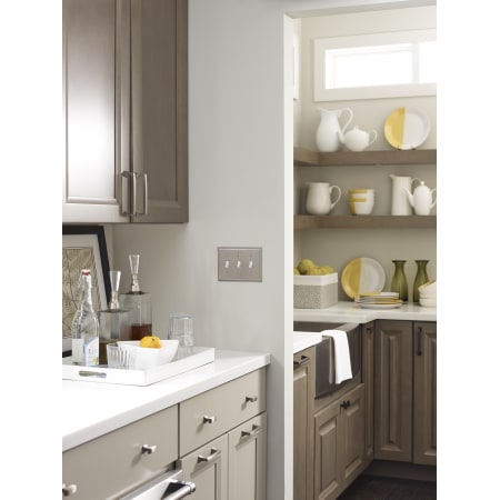 A large image of the Amerock BP36516 Amerock-BP36516-Satin Nickel on White Wall