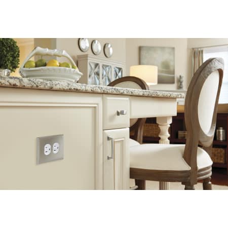 A large image of the Amerock BP36522 Amerock-BP36522-Satin Nickel on White Cabinets
