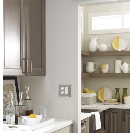 A large image of the Amerock BP36525 Amerock-BP36525-Satin Nickel on White Wall