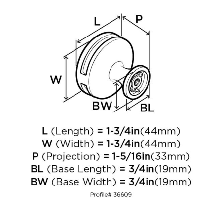 A large image of the Amerock BP36609 Amerock-BP36609-Dimensions of Back View