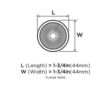 A large image of the Amerock BP36616 Amerock-BP36616-Dimensions of Top View