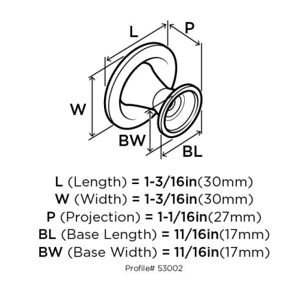 A large image of the Amerock BP53002 Amerock-BP53002-Dimensions of Back View