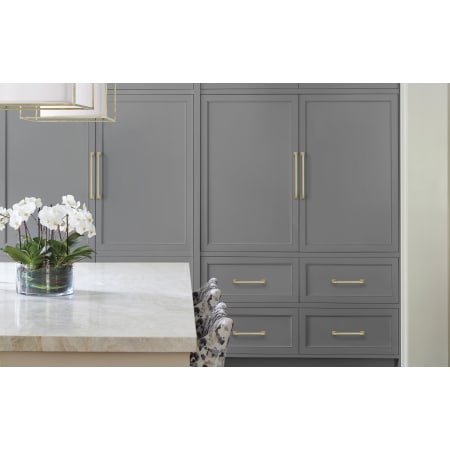 A large image of the Amerock BP53531 Amerock-BP53531-Golden Champagne on Gray Cabinets