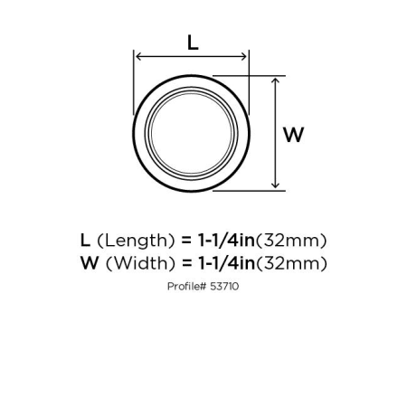 A large image of the Amerock BP53710 Amerock-BP53710-Dimensions of Top View