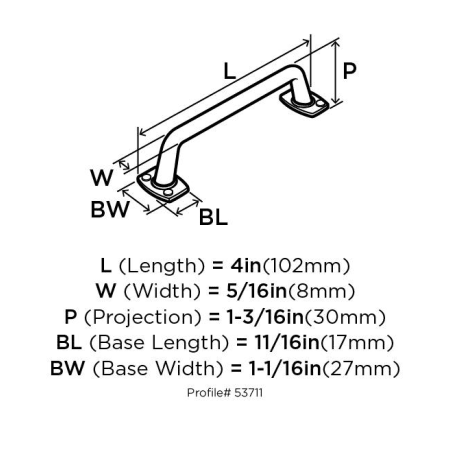 A large image of the Amerock BP53711 Amerock-BP53711-Dimensions of Angle View