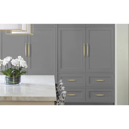 A large image of the Amerock BP53804 Amerock-BP53804-Golden Champagne on Gray Cabinets