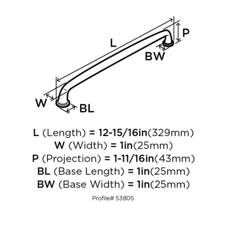 A large image of the Amerock BP53805 Amerock-BP53805-Dimensions of Angle View
