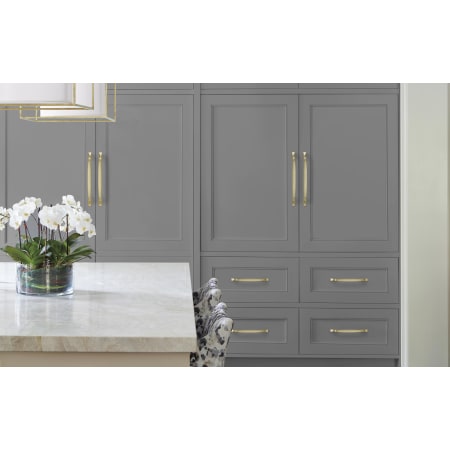 A large image of the Amerock BP55322 Amerock-BP55322-Golden Champagne on Gray Cabinets