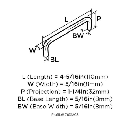 A large image of the Amerock BP76312CS Amerock-BP76312CS-Dimensions of Angle View