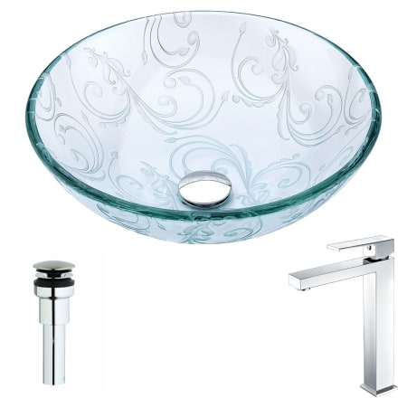 A large image of the Anzzi LSAZ065-096 Clear Floral / Polished Chrome