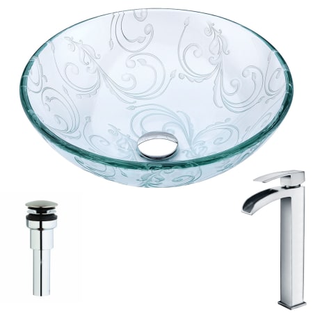 A large image of the Anzzi LSAZ065-097 Clear Floral / Polished Chrome