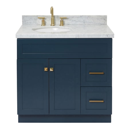 A large image of the Ariel F037SLCWOVO Midnight Blue / Carrara White Top