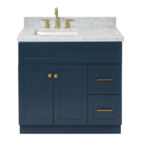 A large image of the Ariel F037SLCWRVO Midnight Blue / Carrara White Top