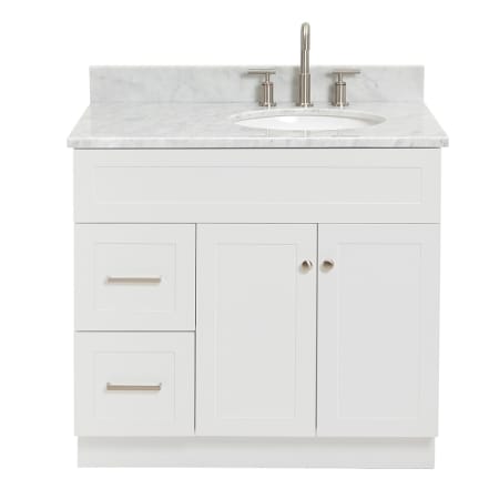 A large image of the Ariel F037SRCW2OVO White / Carrara White Top