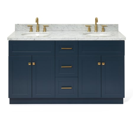 A large image of the Ariel F061DCWOVO Midnight Blue / Carrara White Top