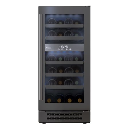 A large image of the Avallon AWC152DZLH Black Stainless Steel