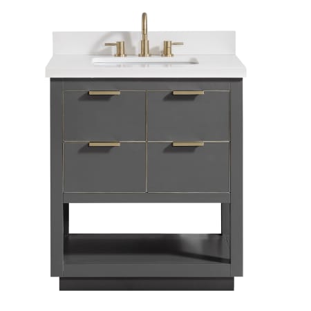 A large image of the Avanity ALLIE-VS31 Twilight Gray with Gold Hardware / White Quartz