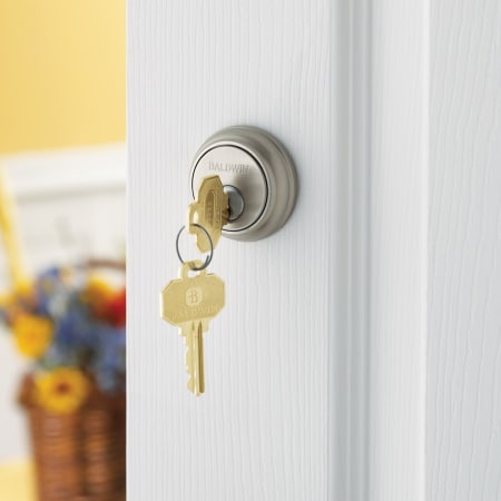Baldwin 8031151 Antique Nickel Traditional Single Cylinder Deadbolt for