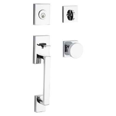 Baldwin SCLAJxCONCSR044 Lifetime Satin Brass La Jolla Sectional Single  Cylinder Keyed Entry Handleset with Interior Contemporary Knob 