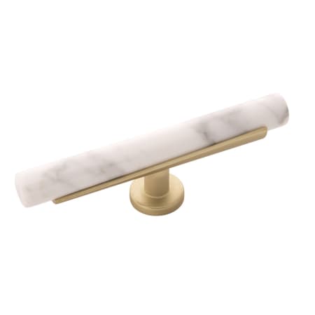 A large image of the Belwith Keeler B077044 White Marble with Brushed Golden Brass