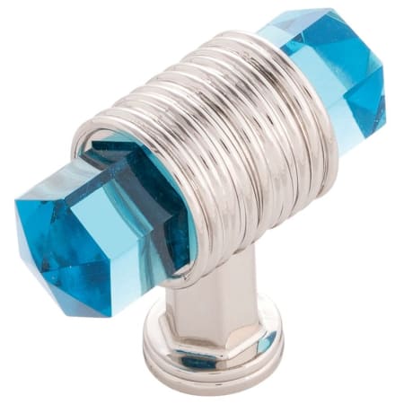 A large image of the Belwith Keeler B076303 Polished Nickel With Cerulean Glass