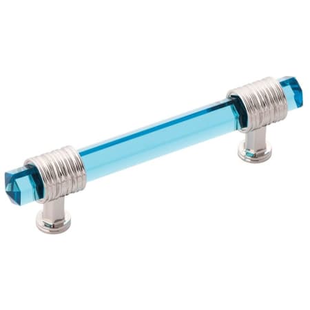 A large image of the Belwith Keeler B076306 Polished Nickel With Cerulean Glass