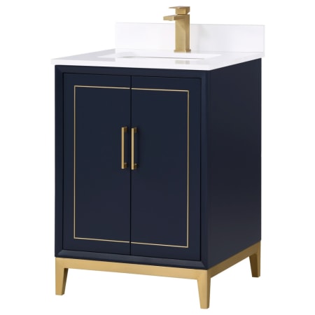 BEMMA V-GR24SFM-S-3 A large image of the BEMMA V-GR24SFM-S-3 Pacific Blue / Calacatta Quartz Top / Satin Brass Hardware