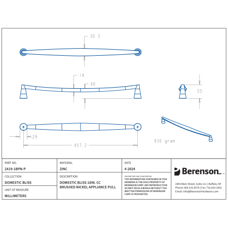 A large image of the Berenson DOMESTIC-BLISS-APPLC-18 Alternate Image