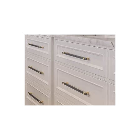 Berenson 8-13/16 inch Center to Center Radial Reign Cabinet Pull, Matte Black and Modern Brushed Gold 5058-455MDB-P