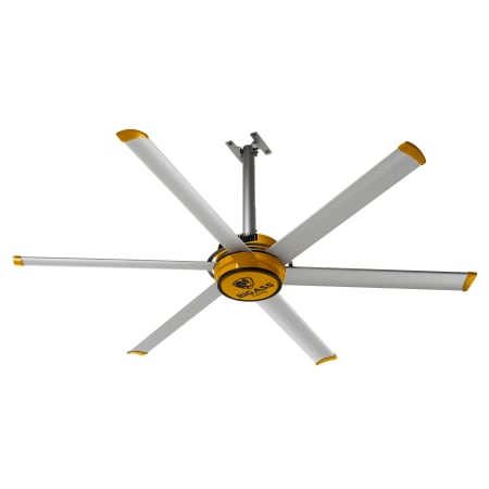 A large image of the Big Ass Fans 2025 Silver / Yellow Trim
