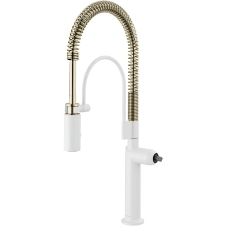 A large image of the Brizo 63375LF-LHP Matte White / Brilliance Polished Nickel
