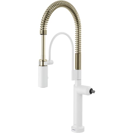 A large image of the Brizo 64375LF-LHP Matte White / Brilliance Polished Nickel