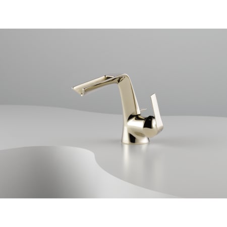 A large image of the Brizo 65051LF Brizo-65051LF-Installed Faucet in Brilliance Polished Nickel