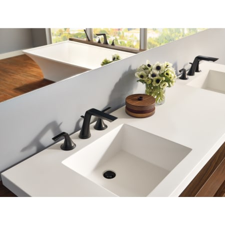 A large image of the Brizo 65350LF Brizo-65350LF-Installed Faucets in Matte Black